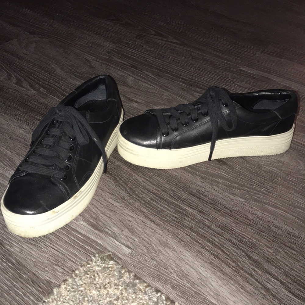 Marc fisher black leather platform sneakers